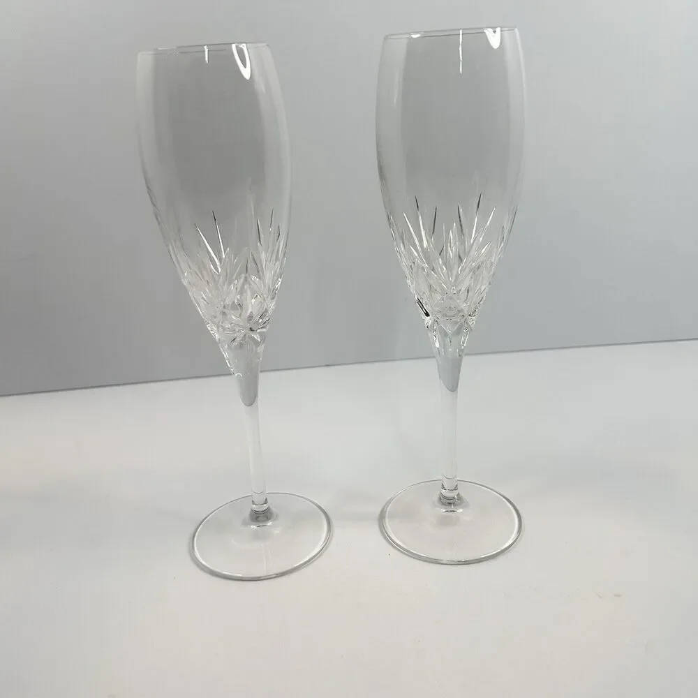 Vintage Cristal d'Arques Longchamp Lead Crystal Champagne Flute Glasses 2 France